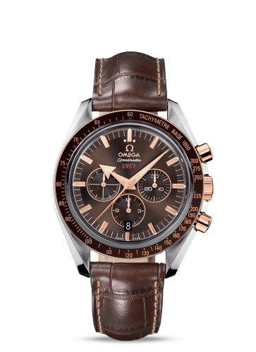 Omega Speedmaster Broad Arrow 1957 Stainless Steel / Red Gold / Brown